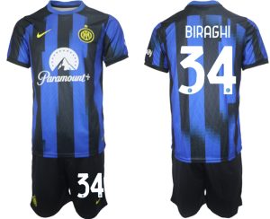 Cristiano Biraghi #34 Inter Milan Voetbalshirts Thuis tenue 2023-24 Korte Mouw (+ Korte broeken)