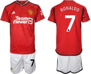 Cristiano Ronaldo #7 Manchester United Voetbalshirts Thuis tenue 2023-24 Korte Mouw (+ Korte broeken)