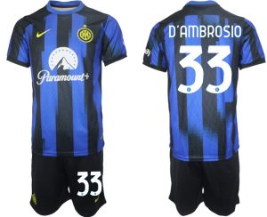 Danilo D'Ambrosio #33 Inter Milan Voetbalshirts Thuis tenue 2023-24 Korte Mouw (+ Korte broeken)