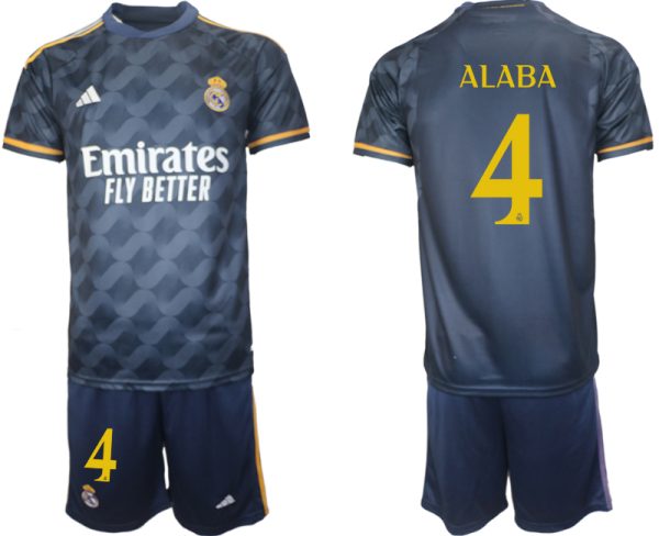 David Alaba #4 Real Madrid Voetbalshirts Uit tenue 2023-24 Korte Mouw (+ Korte broeken)