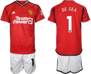 David de Gea #1 Manchester United Voetbalshirts Thuis tenue 2023-24 Korte Mouw (+ Korte broeken)