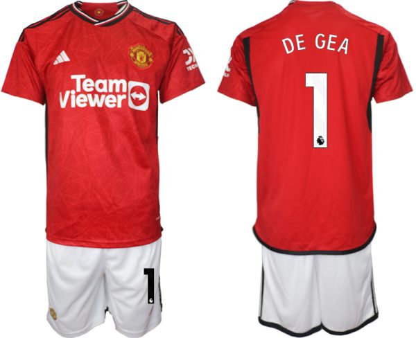 David de Gea #1 Manchester United Voetbalshirts Thuis tenue 2023-24 Korte Mouw (+ Korte broeken)