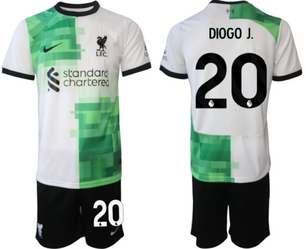 Diogo Jota #20 Liverpool Voetbalshirts Uit tenue 2023-24 Korte Mouw (+ Korte broeken)