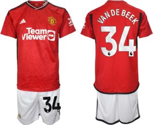 Donny van de Beek #34 Manchester United Voetbalshirts Thuis tenue 2023-24 Korte Mouw (+ Korte broeken)