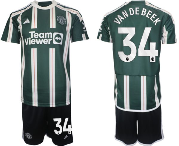 Donny van de Beek #34 Manchester United Voetbalshirts Uit tenue 2023-24 Korte Mouw (+ Korte broeken)