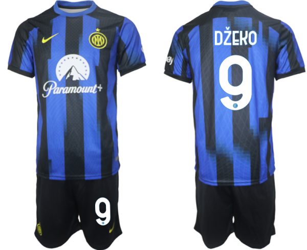 Edin Dzeko #9 Inter Milan Voetbalshirts Thuis tenue 2023-24 Korte Mouw (+ Korte broeken)