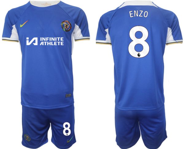 Enzo Fernández #8 Chelsea Voetbalshirts Thuis tenue 2023-24 Korte Mouw (+ Korte broeken)