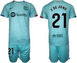 Frenkie de Jong #21 Barcelona Voetbalshirts Derde tenue 2023-24 Korte Mouw (+ Korte broeken)