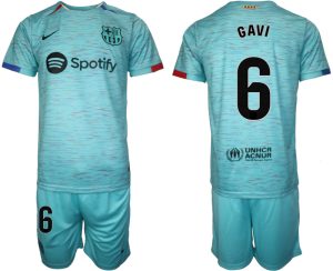 Gavi #6 Barcelona Voetbalshirts Derde tenue 2023-24 Korte Mouw (+ Korte broeken)