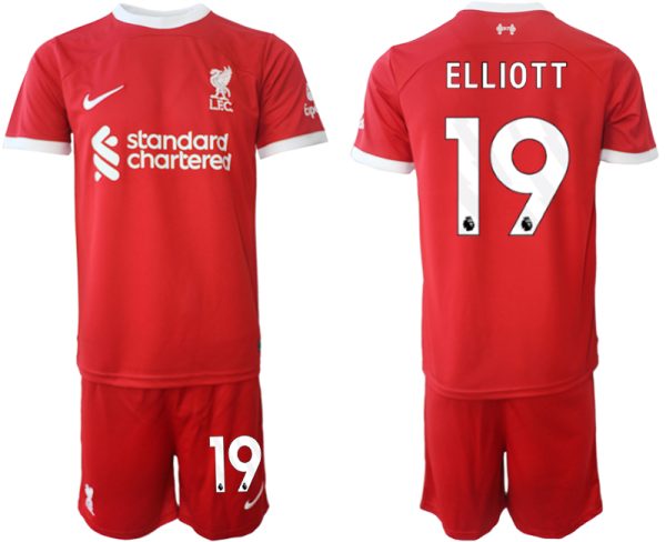 Harvey Elliott #19 Liverpool Voetbalshirts Thuis tenue 2023-24 Korte Mouw (+ Korte broeken)
