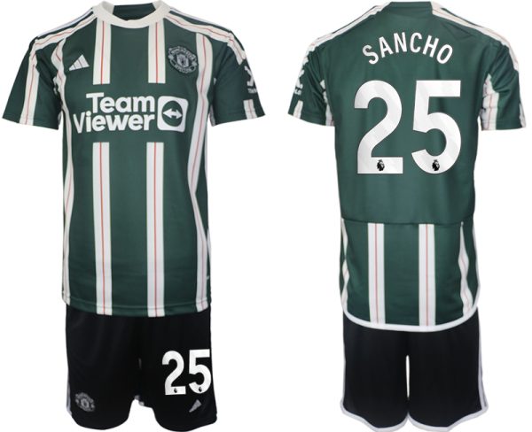 Jadon Sancho #25 Manchester United Voetbalshirts Uit tenue 2023-24 Korte Mouw (+ Korte broeken)