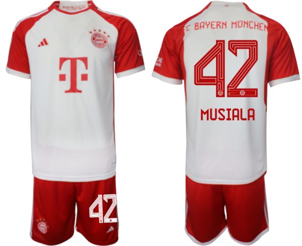 Jamal Musiala #42 Bayern Munich Voetbalshirts Thuis tenue 2023-24 Korte Mouw (+ Korte broeken)