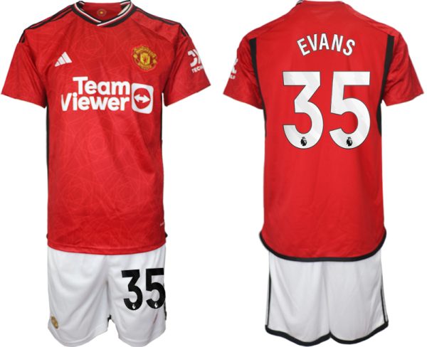 Jonny Evans #35 Manchester United Voetbalshirts Thuis tenue 2023-24 Korte Mouw (+ Korte broeken)