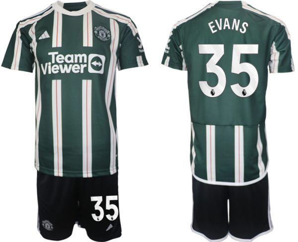 Jonny Evans #35 Manchester United Voetbalshirts Uit tenue 2023-24 Korte Mouw (+ Korte broeken)