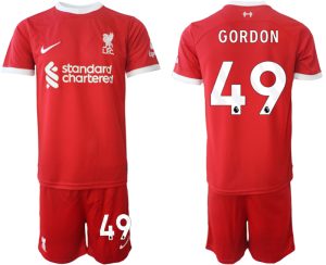 Kaide Gordon #49 Liverpool Voetbalshirts Thuis tenue 2023-24 Korte Mouw (+ Korte broeken)