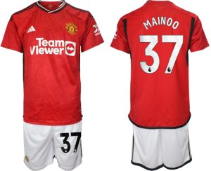 Kobbie Mainoo #37 Manchester United Voetbalshirts Thuis tenue 2023-24 Korte Mouw (+ Korte broeken)
