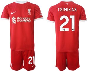 Kostas Tsimikas #21 Liverpool Voetbalshirts Thuis tenue 2023-24 Korte Mouw (+ Korte broeken)