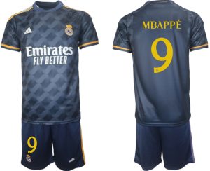 Kylian Mbappe #9 Real Madrid Voetbalshirts Uit tenue 2023-24 Korte Mouw (+ Korte broeken)