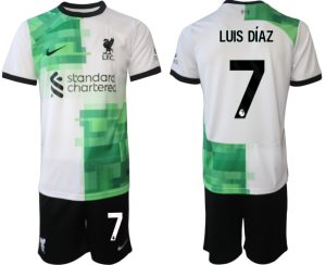 Luis Diaz #7 Liverpool Voetbalshirts Uit tenue 2023-24 Korte Mouw (+ Korte broeken)