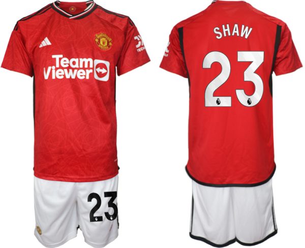 Luke Shaw #23 Manchester United Voetbalshirts Thuis tenue 2023-24 Korte Mouw (+ Korte broeken)