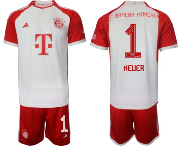Manuel Neuer #1 Bayern Munich Voetbalshirts Thuis tenue 2023-24 Korte Mouw (+ Korte broeken)