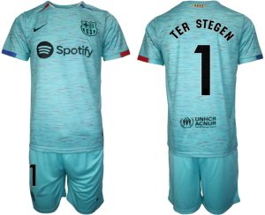 Marc-Andre ter Stegen #1 Barcelona Voetbalshirts Derde tenue 2023-24 Korte Mouw (+ Korte broeken)