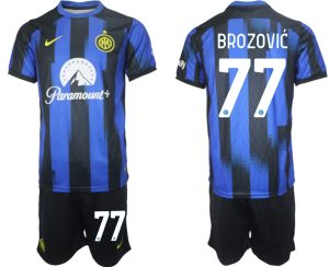 Marcelo Brozović #77 Inter Milan Voetbalshirts Thuis tenue 2023-24 Korte Mouw (+ Korte broeken)