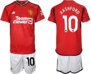 Marcus Rashford #10 Manchester United Voetbalshirts Thuis tenue 2023-24 Korte Mouw (+ Korte broeken)