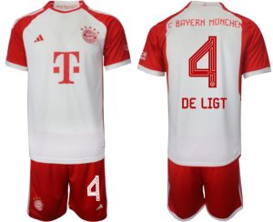 Matthijs de Ligt #4 Bayern Munich Voetbalshirts Thuis tenue 2023-24 Korte Mouw (+ Korte broeken)