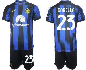 Nicolo Barella #23 Inter Milan Voetbalshirts Thuis tenue 2023-24 Korte Mouw (+ Korte broeken)