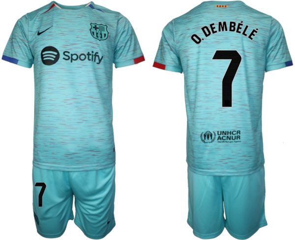 Ousmane Dembele #7 Barcelona Voetbalshirts Derde tenue 2023-24 Korte Mouw (+ Korte broeken)