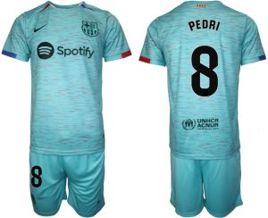 Pedri #8 Barcelona Voetbalshirts Derde tenue 2023-24 Korte Mouw (+ Korte broeken)