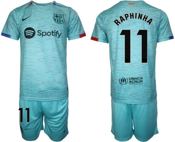 Raphinha #11 Barcelona Voetbalshirts Derde tenue 2023-24 Korte Mouw (+ Korte broeken)