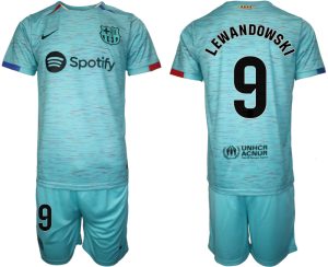 Robert Lewandowski #9 Barcelona Voetbalshirts Derde tenue 2023-24 Korte Mouw (+ Korte broeken)