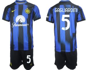 Roberto Gagliardini #5 Inter Milan Voetbalshirts Thuis tenue 2023-24 Korte Mouw (+ Korte broeken)