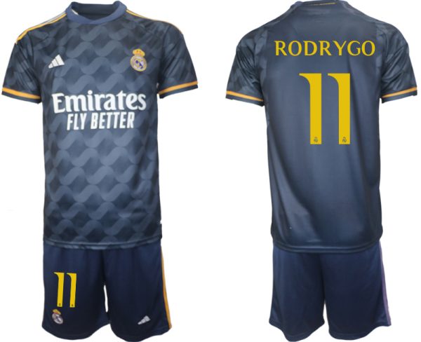 Rodrygo #11 Real Madrid Voetbalshirts Uit tenue 2023-24 Korte Mouw (+ Korte broeken)