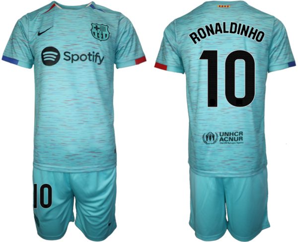 Ronaldinho #10 Barcelona Voetbalshirts Derde tenue 2023-24 Korte Mouw (+ Korte broeken)