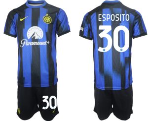 Sebastiano Esposito #30 Inter Milan Voetbalshirts Thuis tenue 2023-24 Korte Mouw (+ Korte broeken)