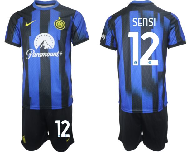 Stefano Sensi #12 Inter Milan Voetbalshirts Thuis tenue 2023-24 Korte Mouw (+ Korte broeken)