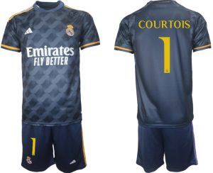 Thibaut Courtois #1 Real Madrid Voetbalshirts Uit tenue 2023-24 Korte Mouw (+ Korte broeken)