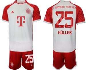 Thomas Muller #25 Bayern Munich Voetbalshirts Thuis tenue 2023-24 Korte Mouw (+ Korte broeken)