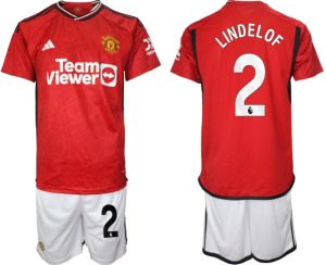Victor Lindelof #2 Manchester United Voetbalshirts Thuis tenue 2023-24 Korte Mouw (+ Korte broeken)