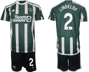 Victor Lindelof #2 Manchester United Voetbalshirts Uit tenue 2023-24 Korte Mouw (+ Korte broeken)
