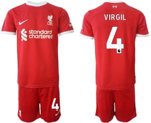 Virgil van Dijk #4 Liverpool Voetbalshirts Thuis tenue 2023-24 Korte Mouw (+ Korte broeken)