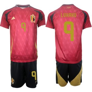 België EK 2024 Voetbalshirts 2024/25 Romelu Lukaku #9 Thuisshirt Korte Mouw (+ Korte broeken)
