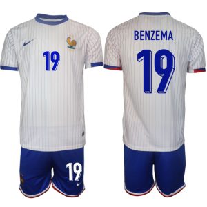 Frankrijk EK 2024 Voetbalshirts 2024/25 Karim Benzema #19 Uitshirt Korte Mouw (+ Korte broeken)