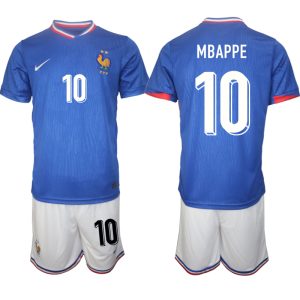 Frankrijk EK 2024 Voetbalshirts 2024/25 Kylian Mbappe #10 Thuisshirt Korte Mouw (+ Korte broeken)