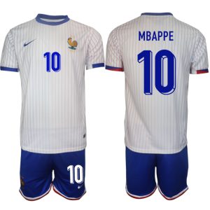 Frankrijk EK 2024 Voetbalshirts 2024/25 Kylian Mbappe #10 Uitshirt Korte Mouw (+ Korte broeken)