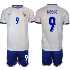 Frankrijk EK 2024 Voetbalshirts 2024/25 Olivier Giroud #9 Uitshirt Korte Mouw (+ Korte broeken)