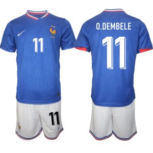 Frankrijk EK 2024 Voetbalshirts 2024/25 Ousmane Dembele #11 Thuisshirt Korte Mouw (+ Korte broeken)